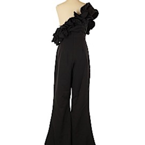 TEA & CUP~BLACK RUFFLE WIDE-LEG JUMPSUIT~NWT - Picture 2 of 5